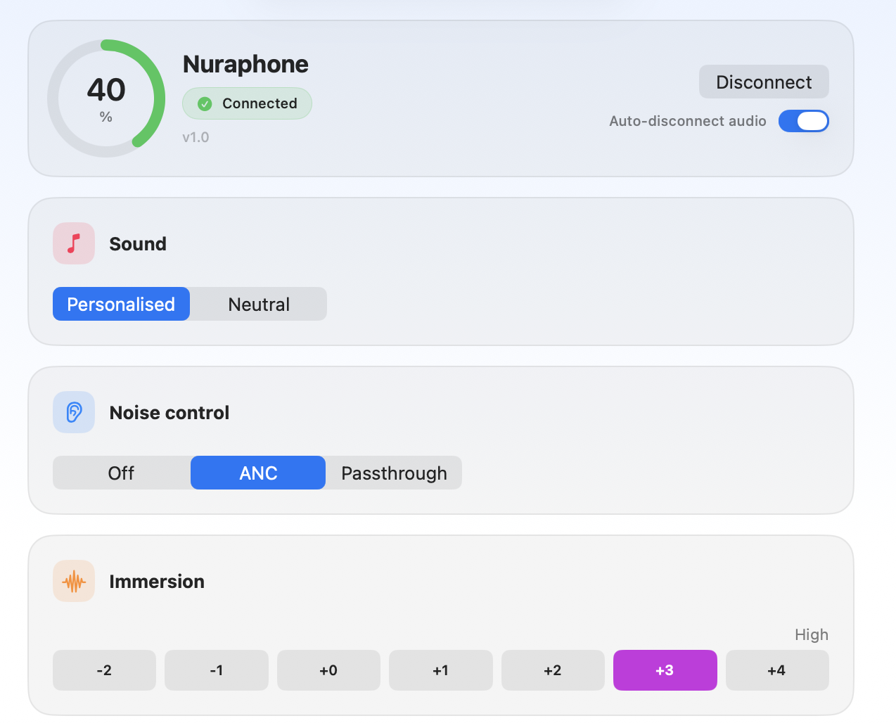 OpenNura MacOS desktop application for nuraphones